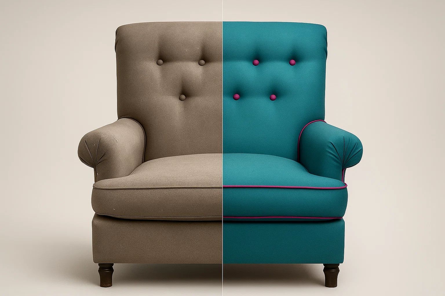 Antes y después: Sillón restaurado en Madrid