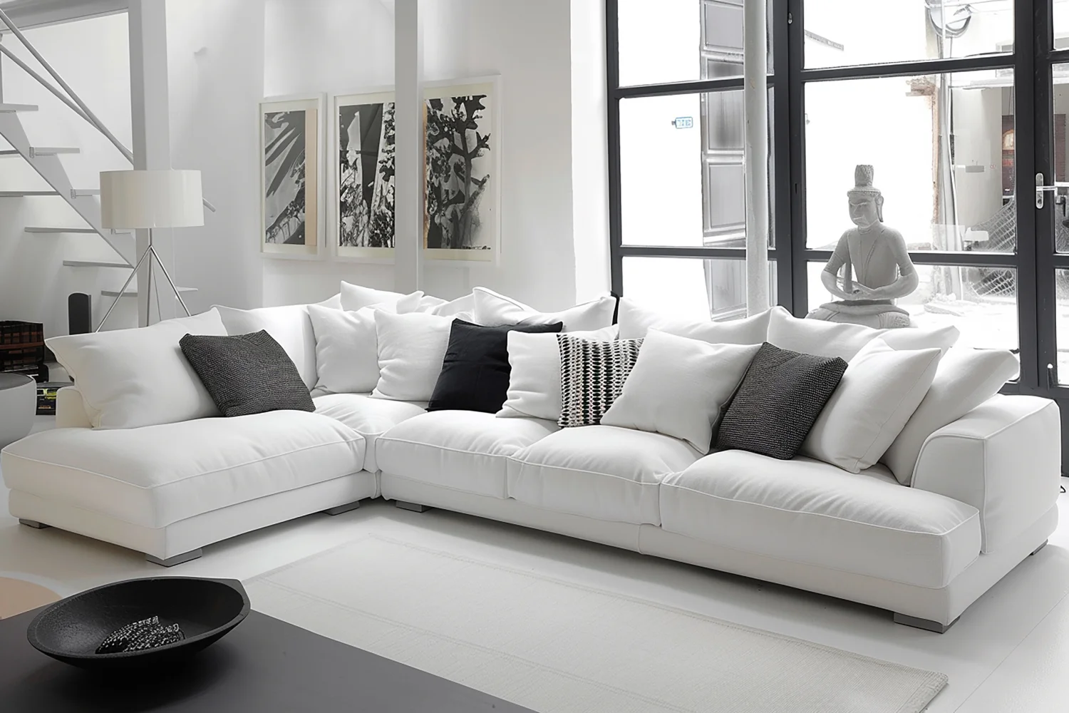 Sofá rinconera blanco — Torres Tapicería Madrid